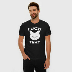 Футболка slim-fit Cat fuck that, цвет: черный — фото 2