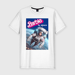 Мужская slim-футболка Barbie in space - ai art