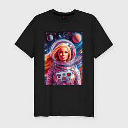 Мужская slim-футболка Красавица Барби в космосе - нейросеть