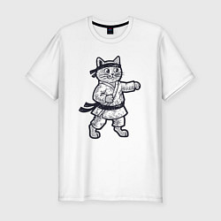 Мужская slim-футболка Котик каратист