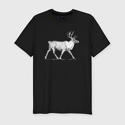 Мужская slim-футболка Северный олень белый