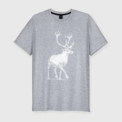 Мужская slim-футболка Северный олень белый спереди
