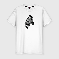 Мужская slim-футболка Портрет зебры в пол оборота