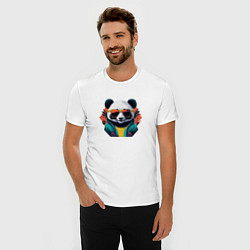 Футболка slim-fit Стильная панда в очках, цвет: белый — фото 2