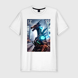 Мужская slim-футболка Cool dragon - cyberpunk - ai art