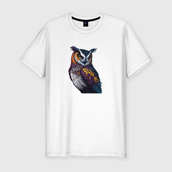 Мужская slim-футболка Красочная сова