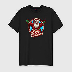 Мужская slim-футболка Радостный Санта