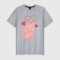 Мужская slim-футболка Влюблённая кошечка