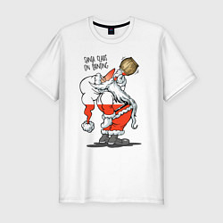Мужская slim-футболка Санта на покраске