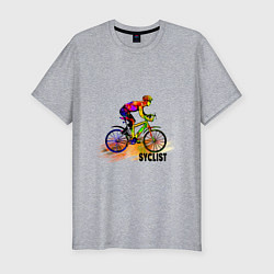 Мужская slim-футболка Велосипедист спортсмен
