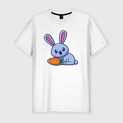 Футболка slim-fit Весёлый зайка с морковкой, цвет: белый