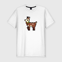 Мужская slim-футболка Пиксель арт олень