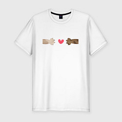 Мужская slim-футболка Кошачьи лапки и сердце