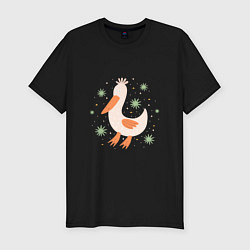 Мужская slim-футболка Гусь забавный