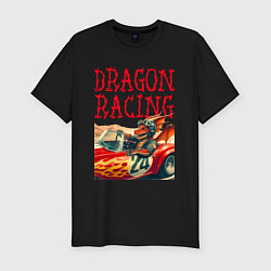 Футболка slim-fit Dragon cool racer - ai art, цвет: черный