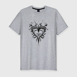 Мужская slim-футболка Сердце узоры