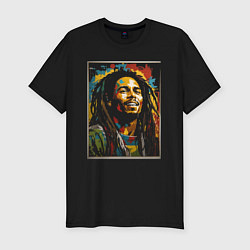 Мужская slim-футболка Боб Марли портрет