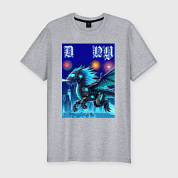 Футболка slim-fit Dragon new year - ai art, цвет: меланж