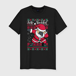 Футболка slim-fit Португальский Санта Feliz navidad, цвет: черный