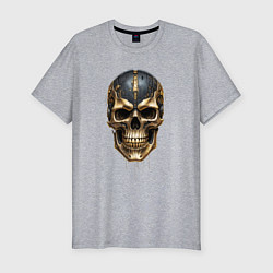 Мужская slim-футболка Череп из металла