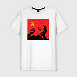 Мужская slim-футболка Lenin in red