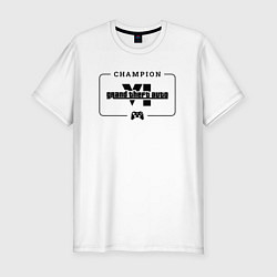 Мужская slim-футболка GTA6 gaming champion: рамка с лого и джойстиком