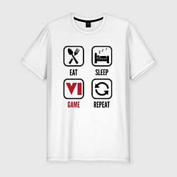 Мужская slim-футболка Eat - sleep - GTA 6 - repeat