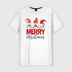 Футболка slim-fit Merry Christmas dwarves, цвет: белый