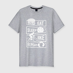 Мужская slim-футболка Eat sleep bike