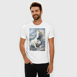 Футболка slim-fit Белая лошадь на фоне неба, цвет: белый — фото 2