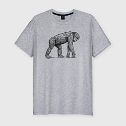 Мужская slim-футболка Шимпанзе гуляет