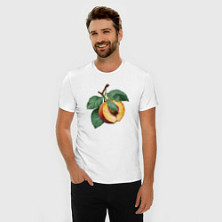 Футболка slim-fit Персик с листьями, цвет: белый — фото 2