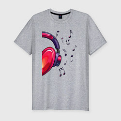 Мужская slim-футболка The heart in the headphones left