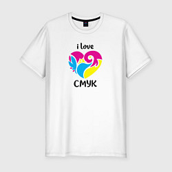 Мужская slim-футболка I love cmyk