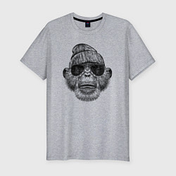 Мужская slim-футболка Шимпанзе хипстер