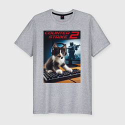 Мужская slim-футболка Counter strike 2 - kitten