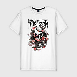 Мужская slim-футболка Bring Me the Horizon - A skull with roses