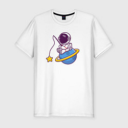 Мужская slim-футболка Рыбалка на Сатурне