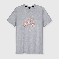 Мужская slim-футболка Милые гномы с сердечком