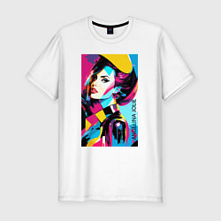 Футболка slim-fit Angelina Jolie - pop art, цвет: белый