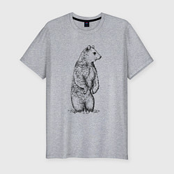 Мужская slim-футболка Медведь стоящий
