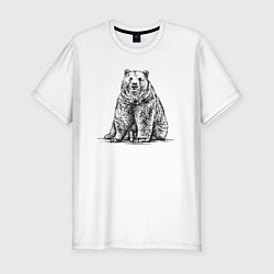 Мужская slim-футболка Медведь сидящий