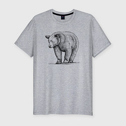 Мужская slim-футболка Медведь гуляющий