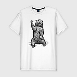 Мужская slim-футболка Медведь приветливый