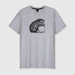 Футболка slim-fit Ежик и яблоко, цвет: меланж
