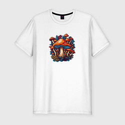 Мужская slim-футболка Сказочные грибы