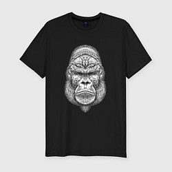 Мужская slim-футболка Морда серьезной гориллы