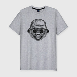 Мужская slim-футболка Стильный детеныш гориллы