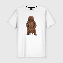 Мужская slim-футболка Медведь бурый