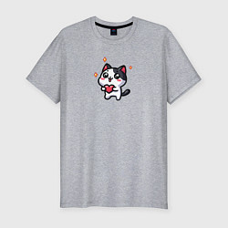 Мужская slim-футболка Котенок с сердечком